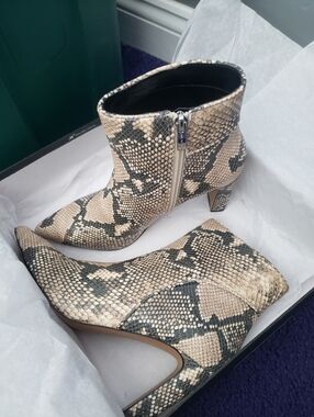 STEVEN by Steve Madden Jenn Snakeskin Ankle Bootie - Natural Multi